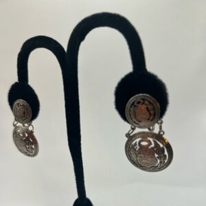 Puerto Rico 2 coin medallion clip sterling silver earrings Puerto Rico earrings